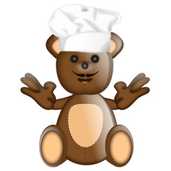 Funny Teddybear cook cooking chef hat cartoon illustration