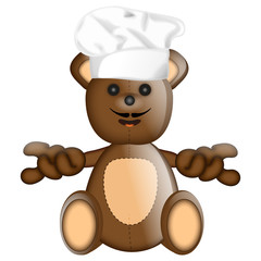 Funny Teddybear cook cooking chef hat cartoon illustration