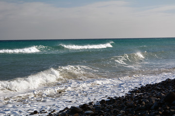 Fototapeta na wymiar Sea Wave On The Beach Shot Near Costa Calma Fuerteventura.spain.