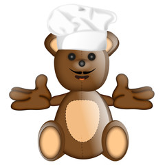 Funny Teddybear cook cooking chef hat cartoon illustration