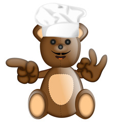 Funny Teddybear cook cooking chef hat cartoon illustration