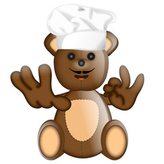 Funny Teddybear cook cooking chef hat cartoon illustration