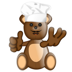 Funny Teddybear cook cooking chef hat cartoon illustration