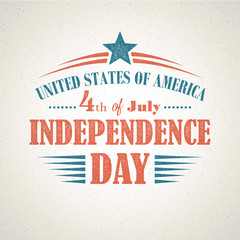 Retro typography card Independence Day. Vector illustration
