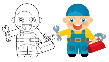 Cartoon character - mechanic - coloring page