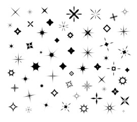Black sparkles symbols. Vector set