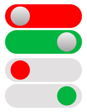 Power On-Off Switches, Buttons in red and green. Simple UI-Inter
