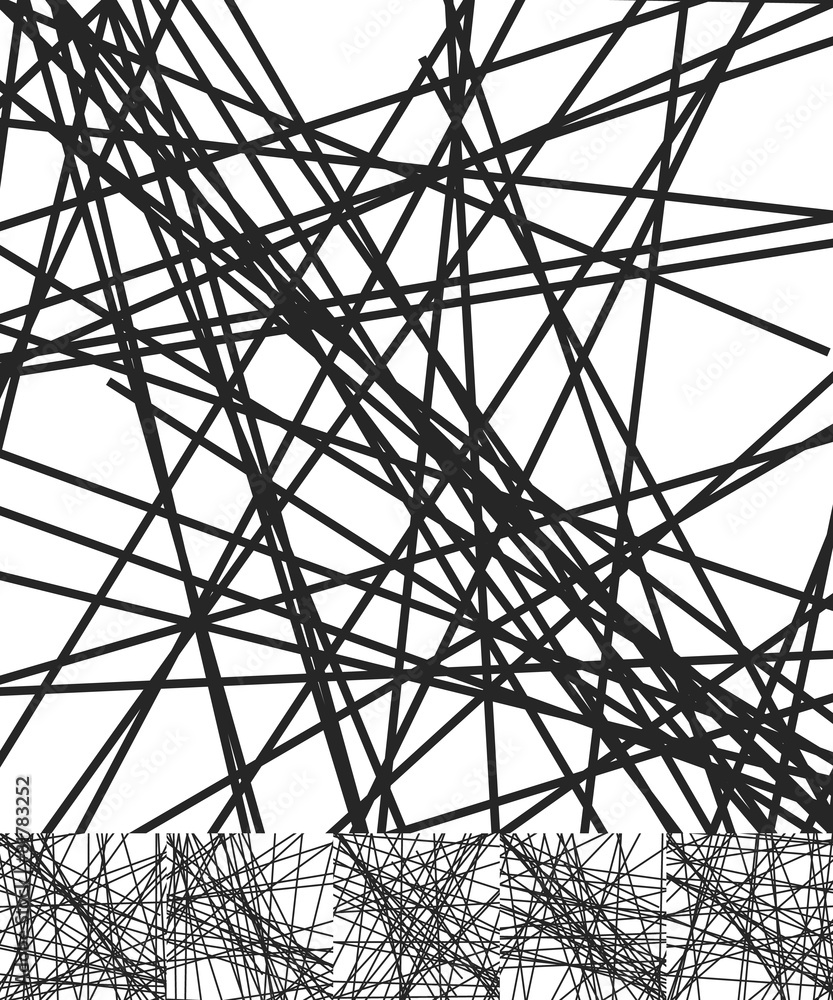 Poster set of backgrounds with randomly placed lines. abstract vector i