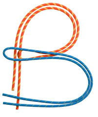 "E" the outdoor letter made of a climbing rope