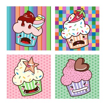 Desenho Cupcake kawaii Set 06