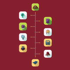 Flat concept, set modern design with shadow education icons