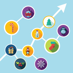 Flat concept, set modern design with shadow happy new year