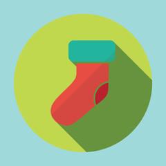 Flat modern design with shadow Christmas stocking