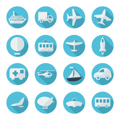 Flat concept, set modern design transportation, vehicle