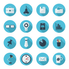 Flat concept, set modern design with shadow office icons