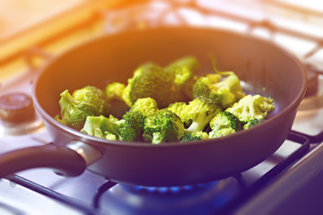 Preparation of baked vegetables in a pan.
