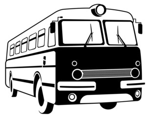 Vector image of retro bus contour