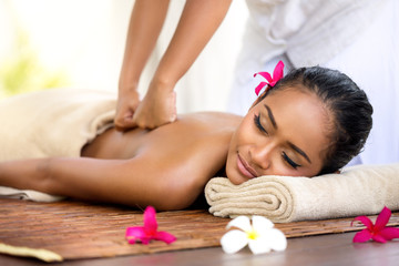Fototapeta na wymiar Balinese massage in spa environment