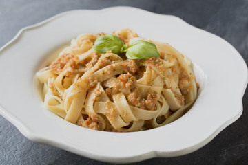 Traditional Italian tagliatelle pasta