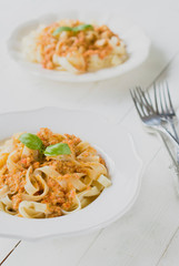 Traditional Italian tagliatelle pasta