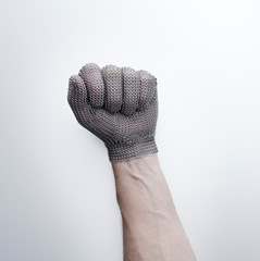 Fist with metal gloves