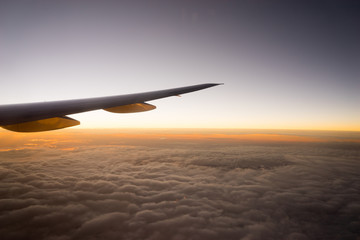 Airplane Wing in Flight from window..