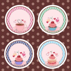 etiqueta, adesivo, selo bolo, cupcake, chá 01