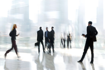 group of people in the lobby business center