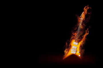 Burning guitar.
