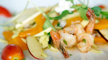 seafood and fruits salad appitizer decorate with flower