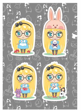 adesivos Alice no pa&iacute;s das maravilhas