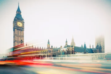 Fotobehang Big Ben and double-decker bus, London © sborisov