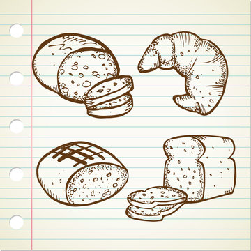 set of bread doodle