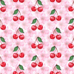 Cherry blossom sakura seamless pattern texture background