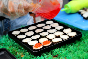 Making Japanese sushi traditional - japanese food