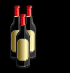 Champagne Bottles with Golden Label