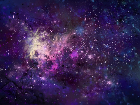 Galaxy background illustration, deep and colorful