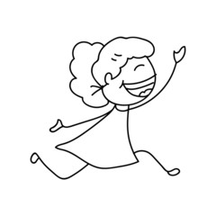 hand drawing cartoon character happy girl