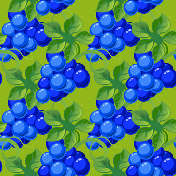 Vector seamless background with bright fresh juicy grapes.