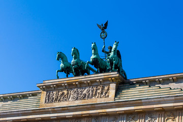 Naklejka premium Brandenburg Tor detail. Berlin, Germany. Victory and Fame often
