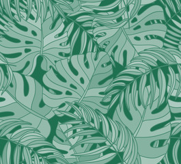 Fototapeta premium Beautiful seamless tropical jungle floral pattern background
