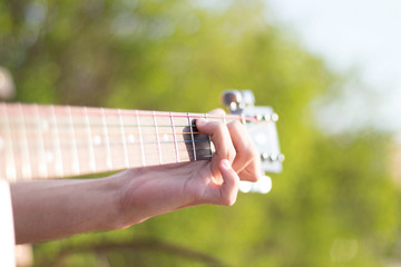 walk in the park with a guitar