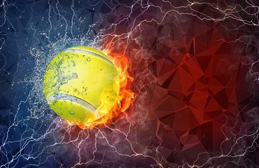 Cercles muraux Sports de balle Tennis ball in fire and water