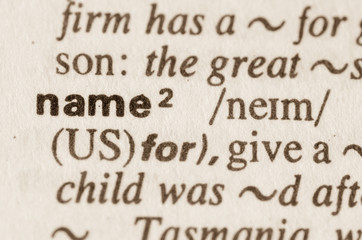 Dictionary definition of word name