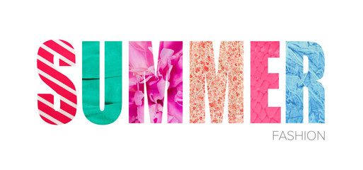 word "summer" - a concept fabric texture