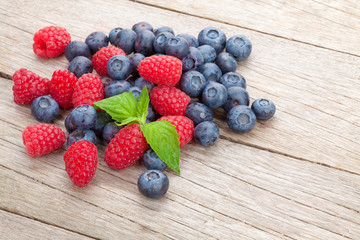 Blueberries and raspberries