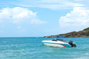 Speed boat at the tropical beach