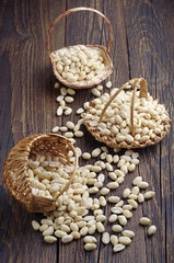 Baskets with peanuts