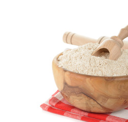 Flour in a wooden bowl