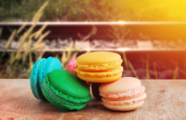 Colorful Macarons with outdoor style